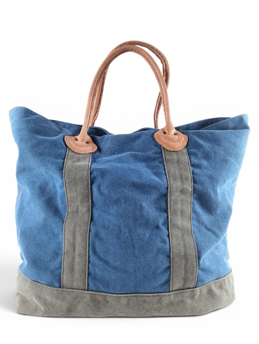 CBK Vtg LL Bean XL Sunwashed Canvas Field Tote Lined EUC Leather Slouchy Y2K - Picture 5 of 13